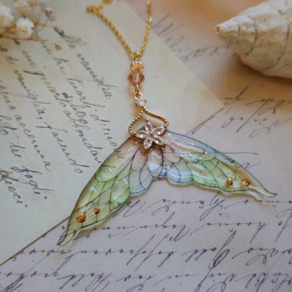 Collier plaqué or sirène arc en ciel paillette magique, en résine transparente et flexible de haute qualité